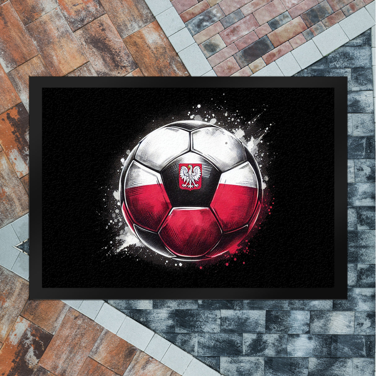 Fußball Polen Flagge Fußmatte in 35x50 cm