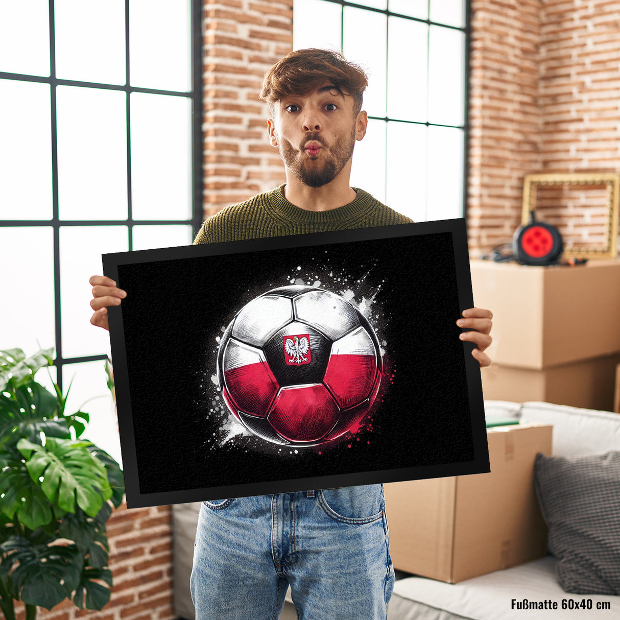 Fußball Polen Flagge Fußmatte in 35x50 cm