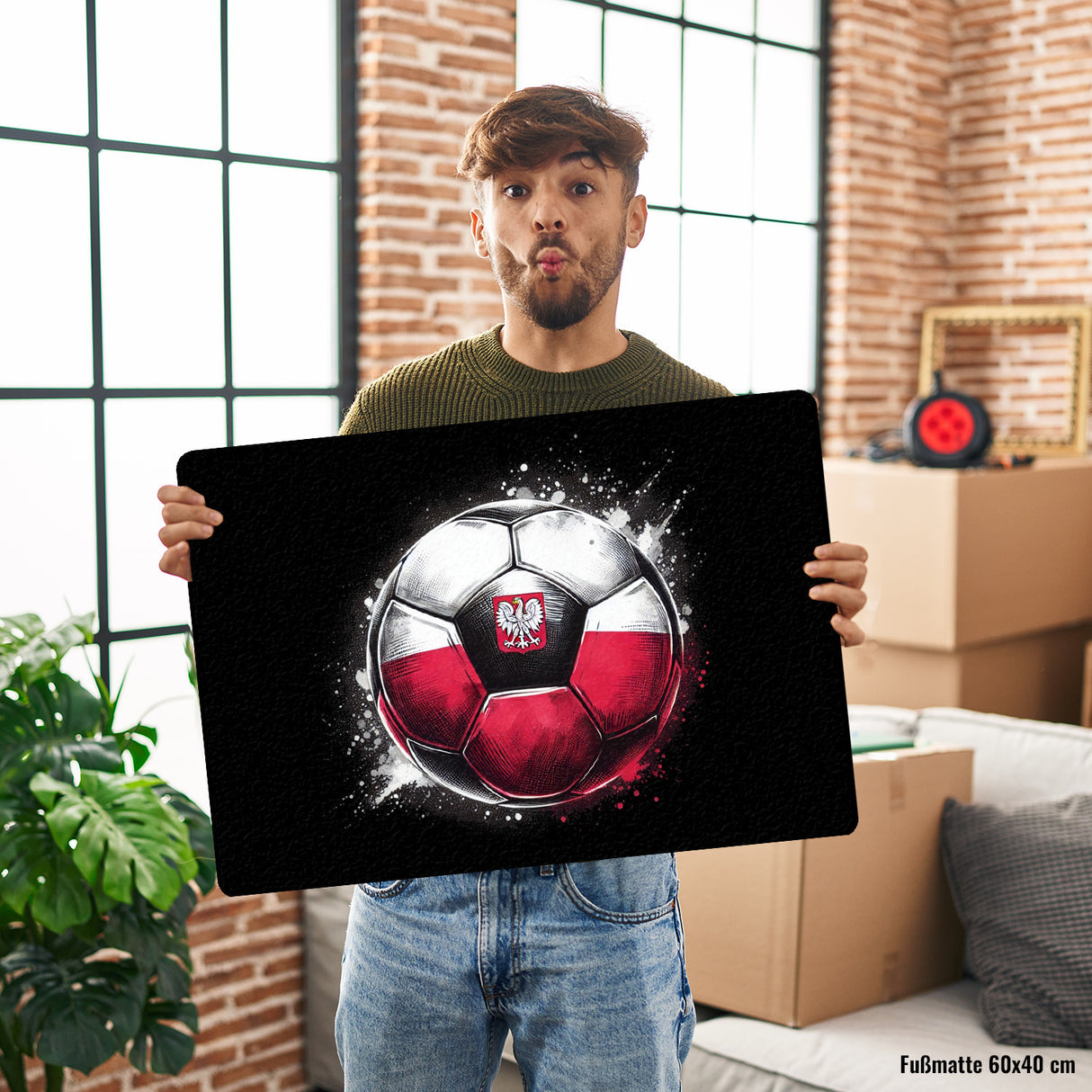 Fußball Polen Flagge Fußmatte in 35x50 cm ohne Rand
