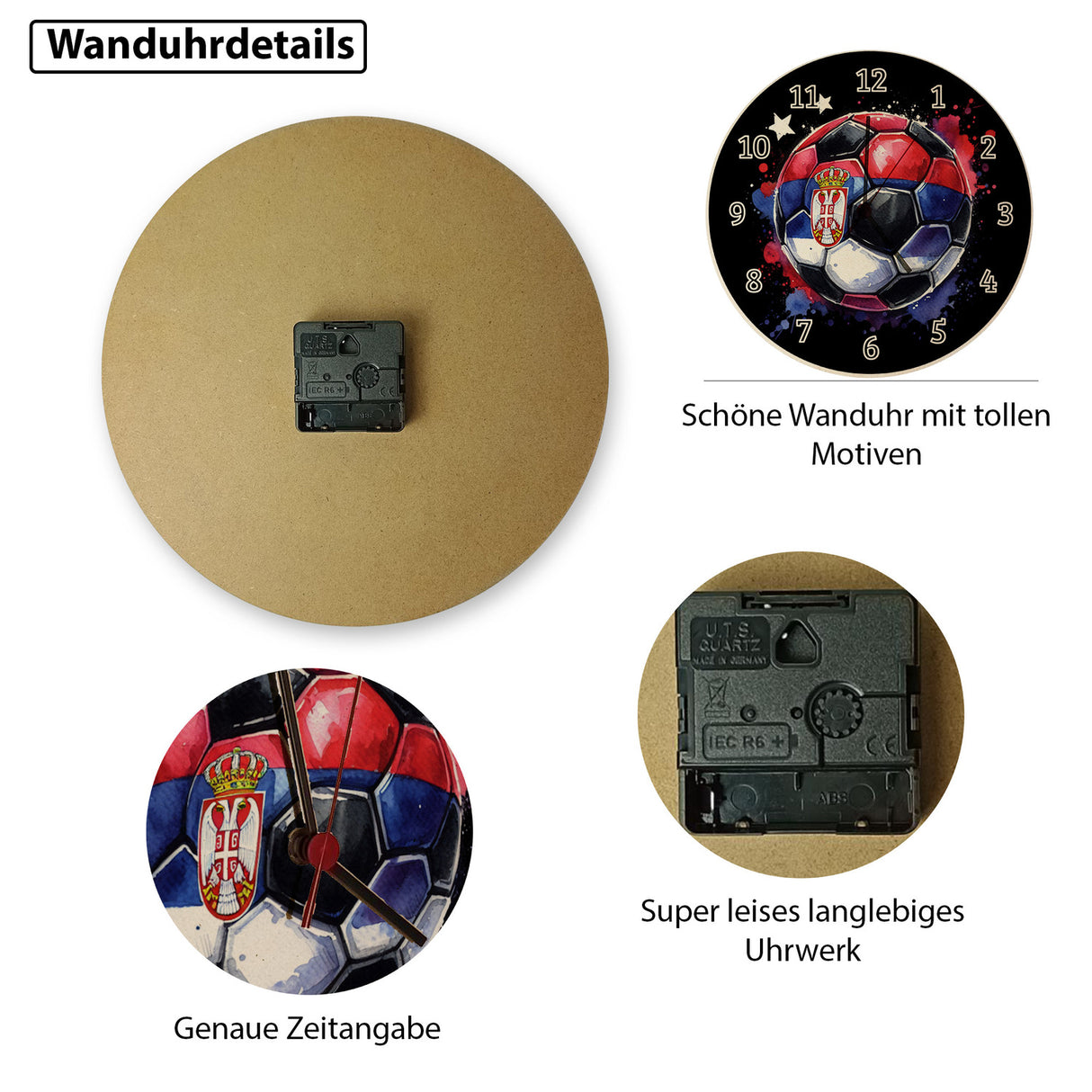 Fußball Serbien Flagge Wanduhr