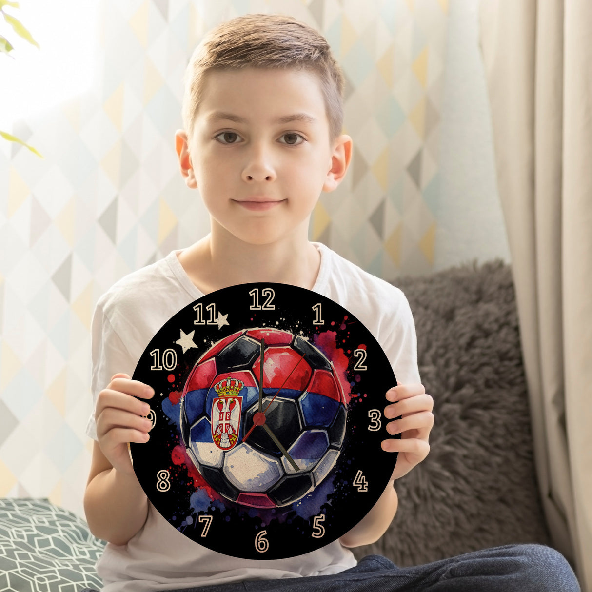 Fußball Serbien Flagge Wanduhr