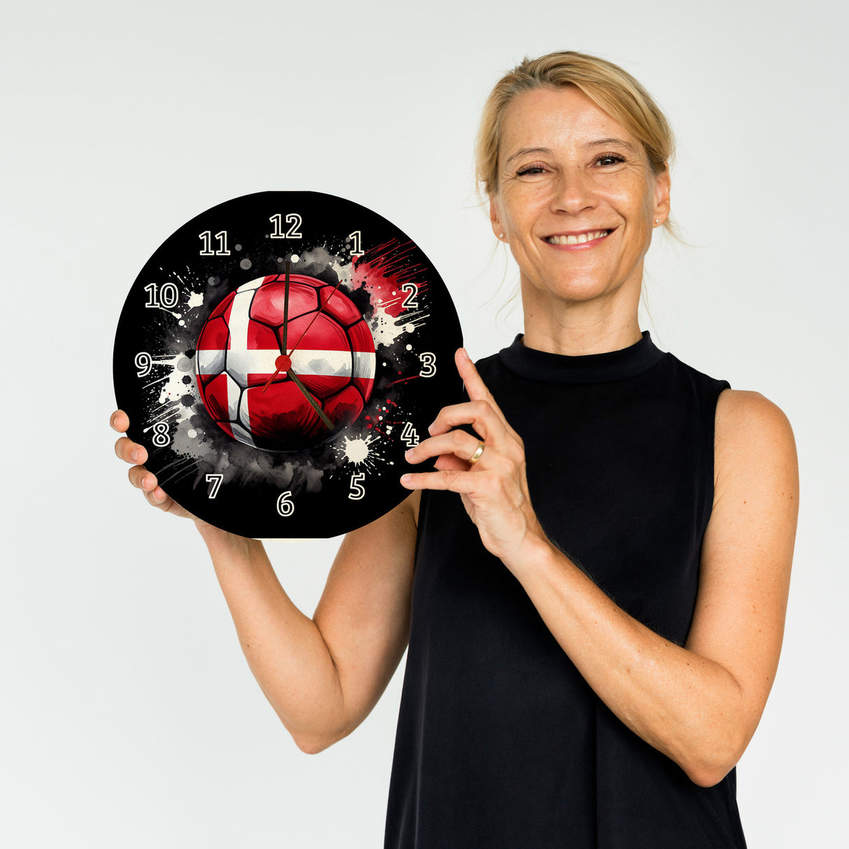 Fußball Dänemark Flagge Wanduhr