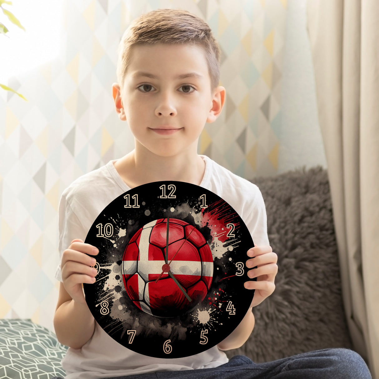 Fußball Dänemark Flagge Wanduhr