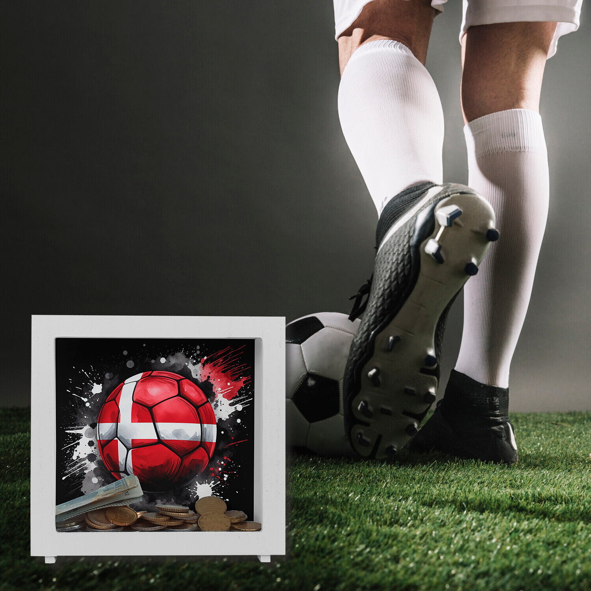 Fußball Dänemark Flagge Spardose