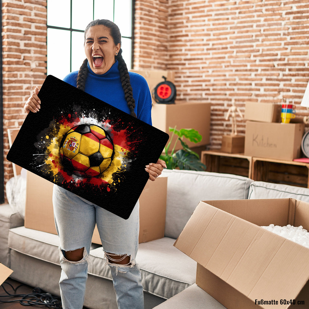 Fußball Spanien Flagge Fußmatte in 35x50 cm ohne Rand