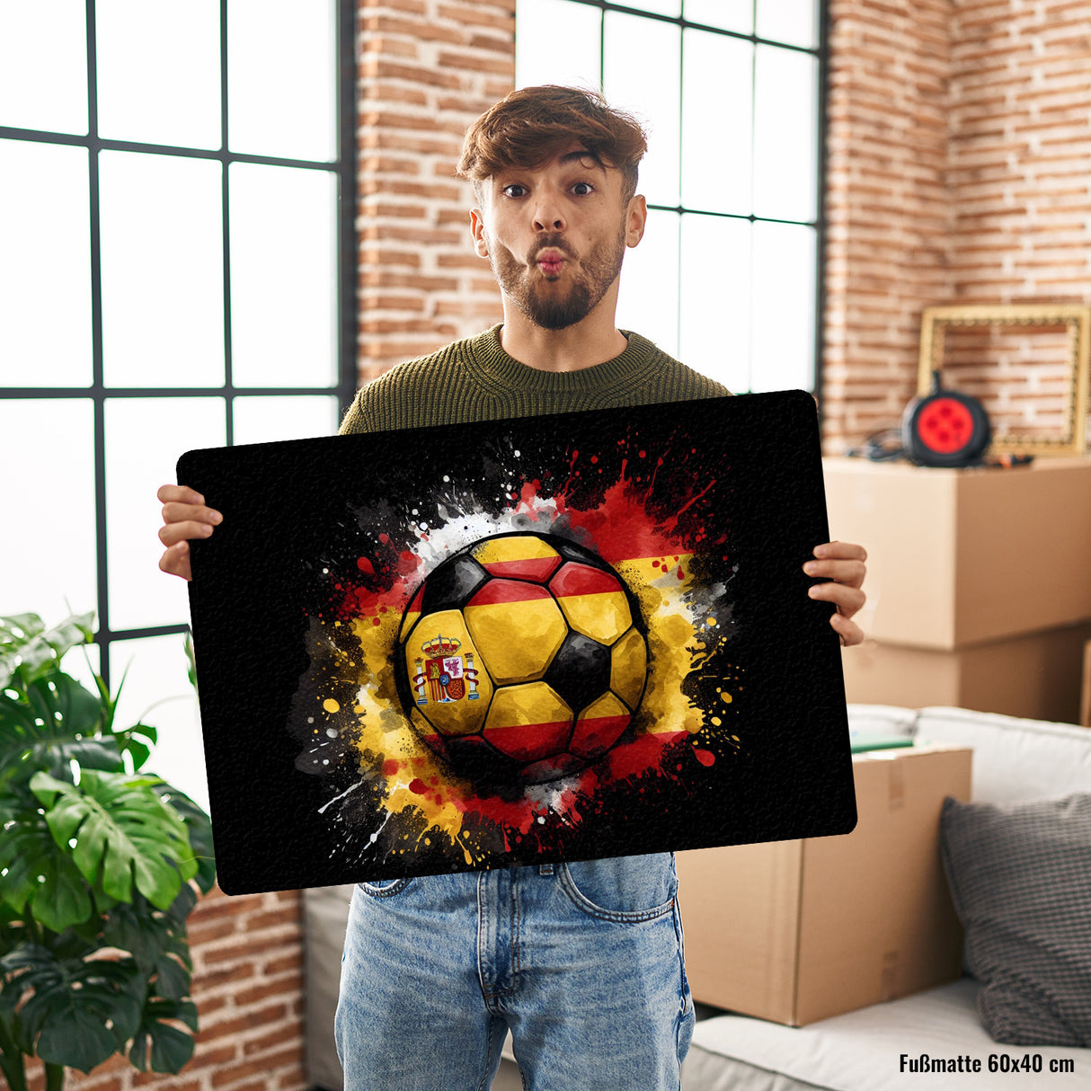 Fußball Spanien Flagge Fußmatte in 35x50 cm ohne Rand