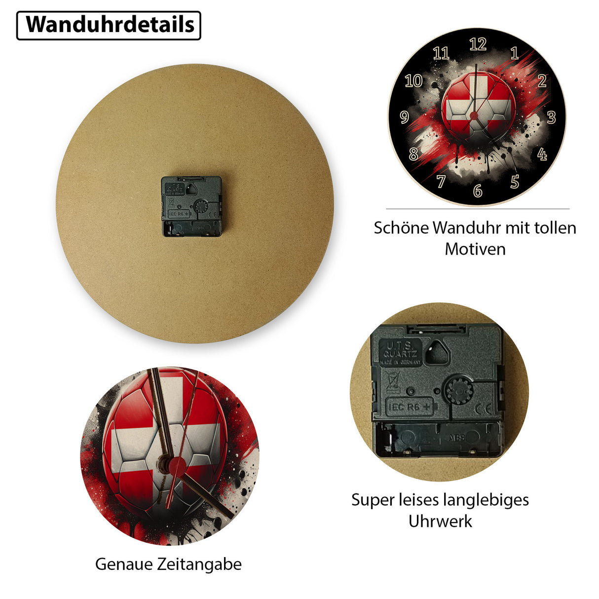 Fußball Schweiz Flagge Wanduhr