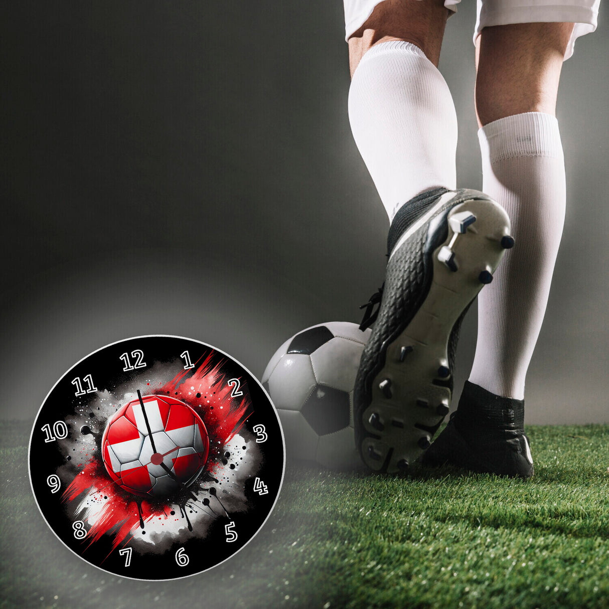 Fußball Schweiz Flagge Wanduhr