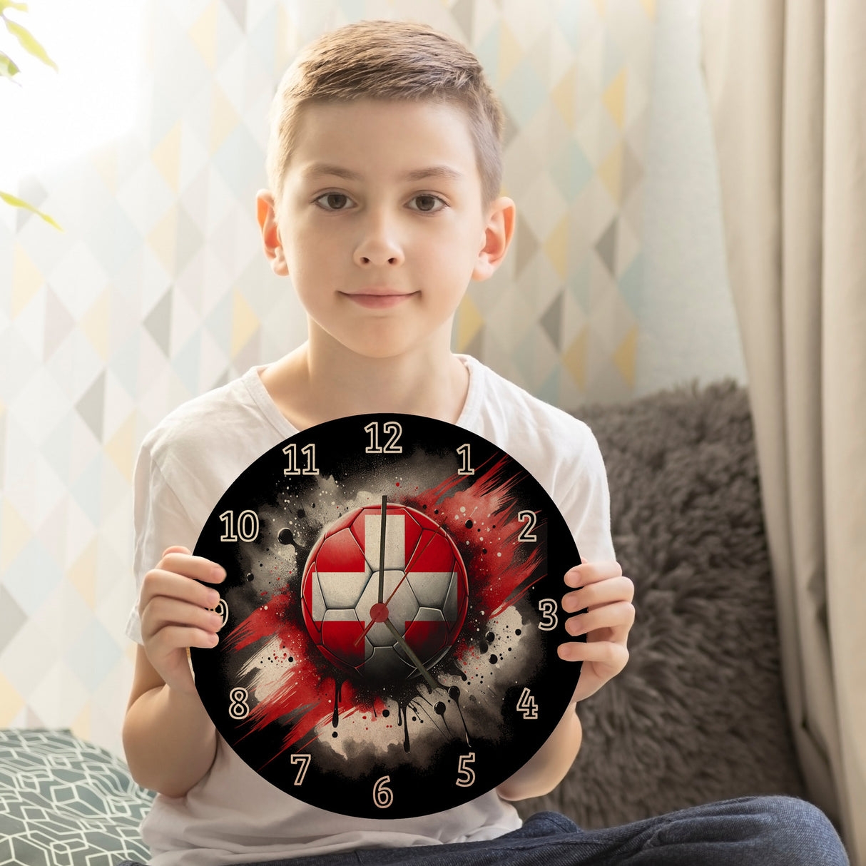 Fußball Schweiz Flagge Wanduhr