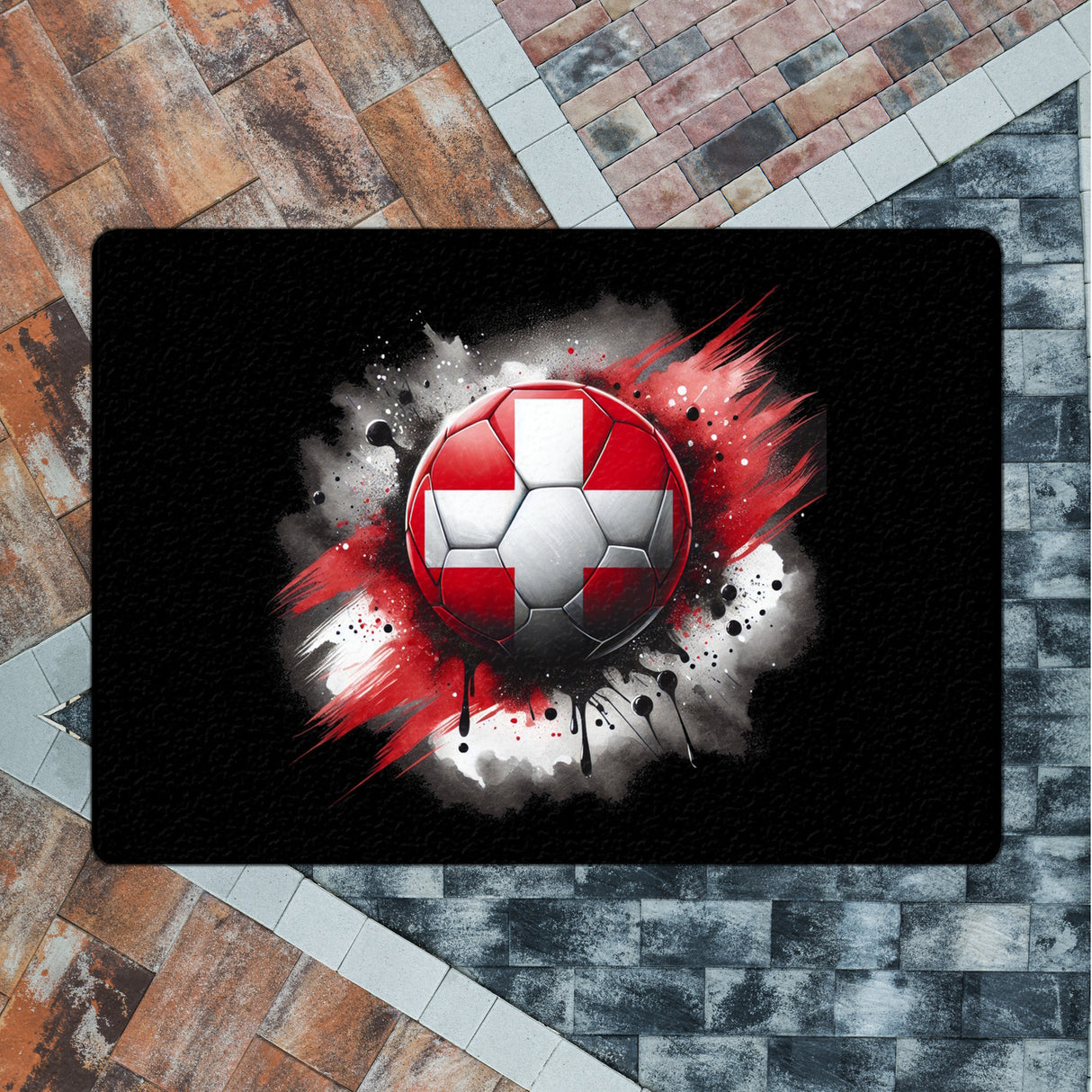 Fußball Schweiz Flagge Fußmatte in 35x50 cm ohne Rand