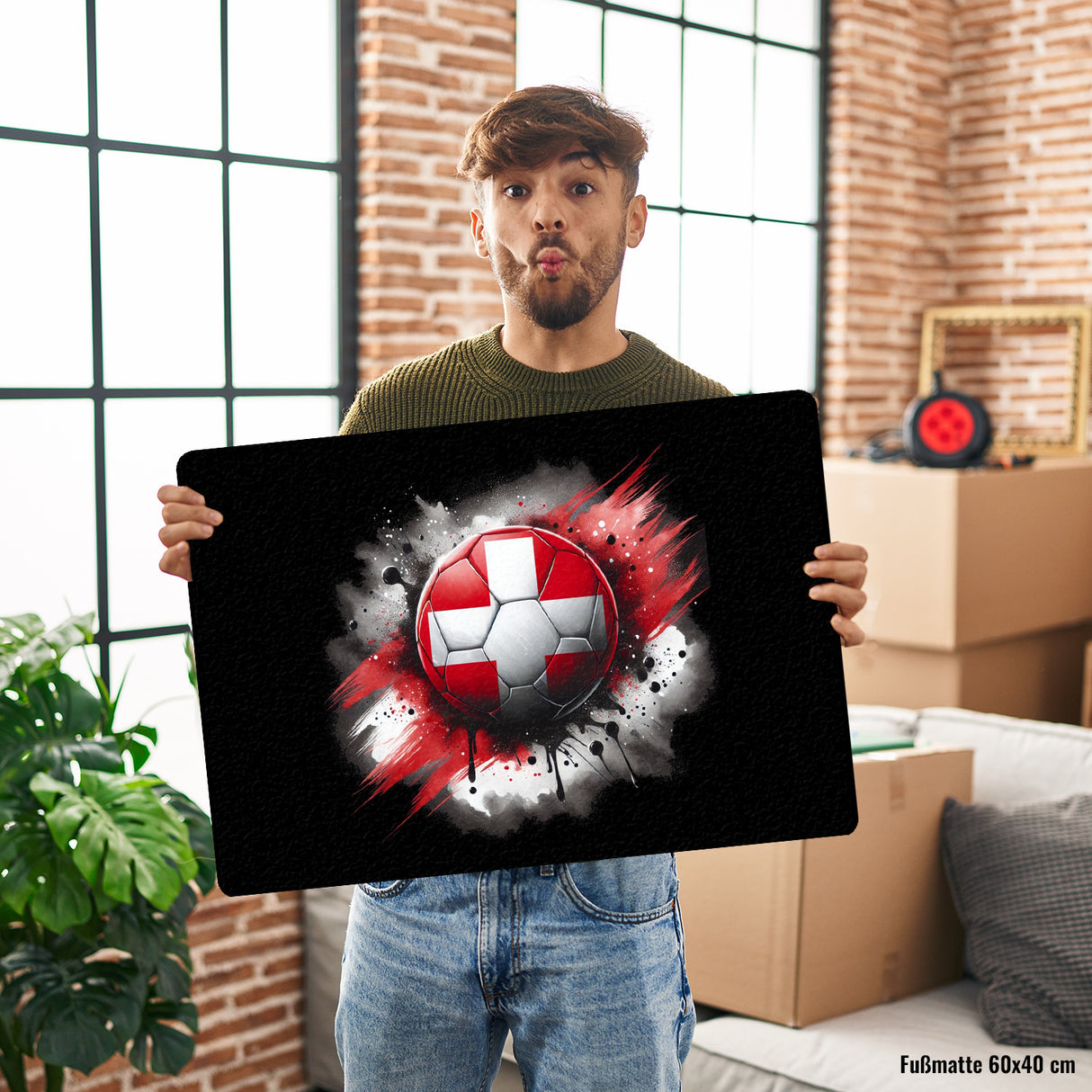 Fußball Schweiz Flagge Fußmatte in 35x50 cm ohne Rand