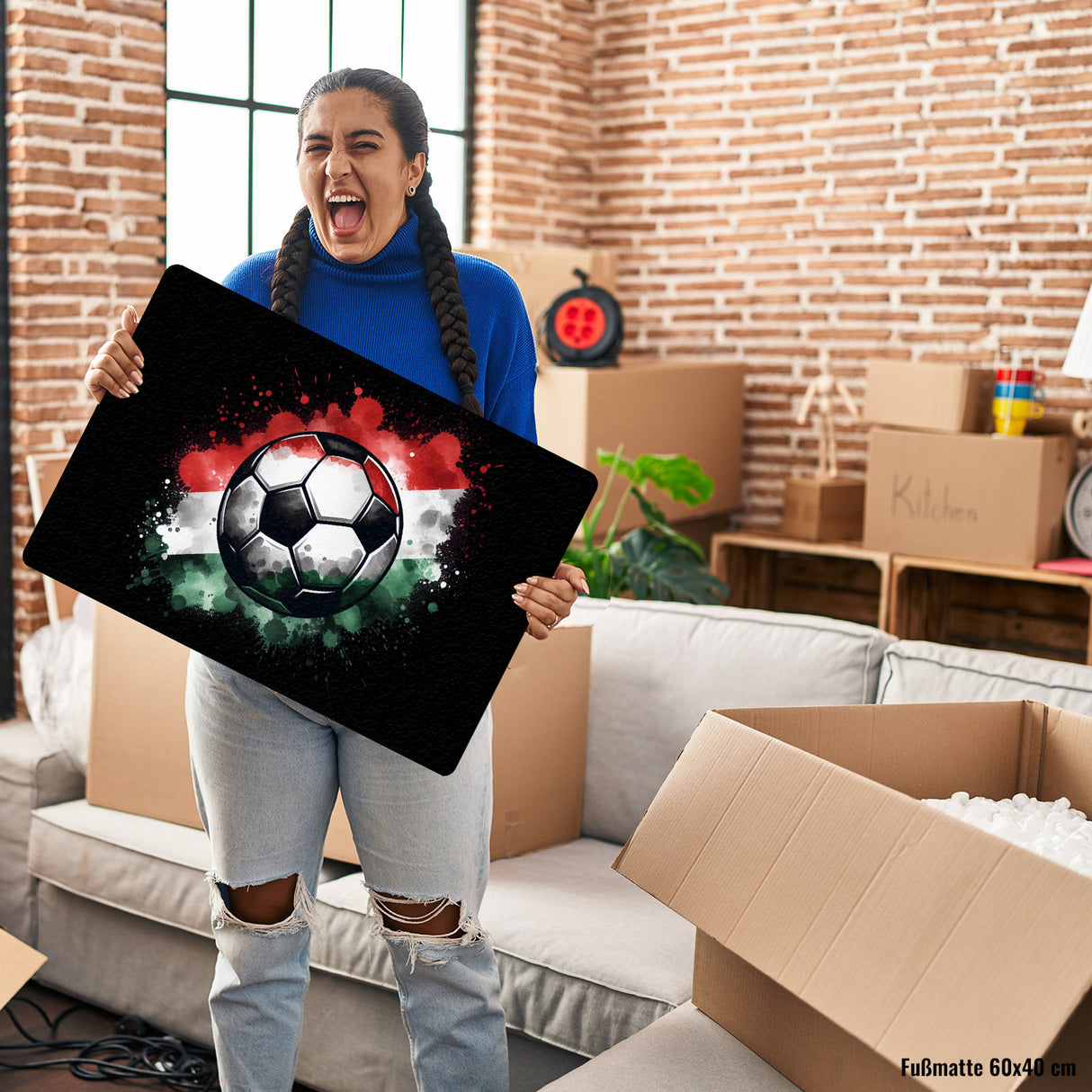 Fußball Ungarn Flagge Fußmatte in 35x50 cm ohne Rand