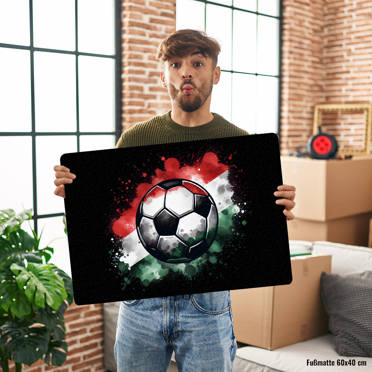 Fußball Ungarn Flagge Fußmatte in 35x50 cm ohne Rand
