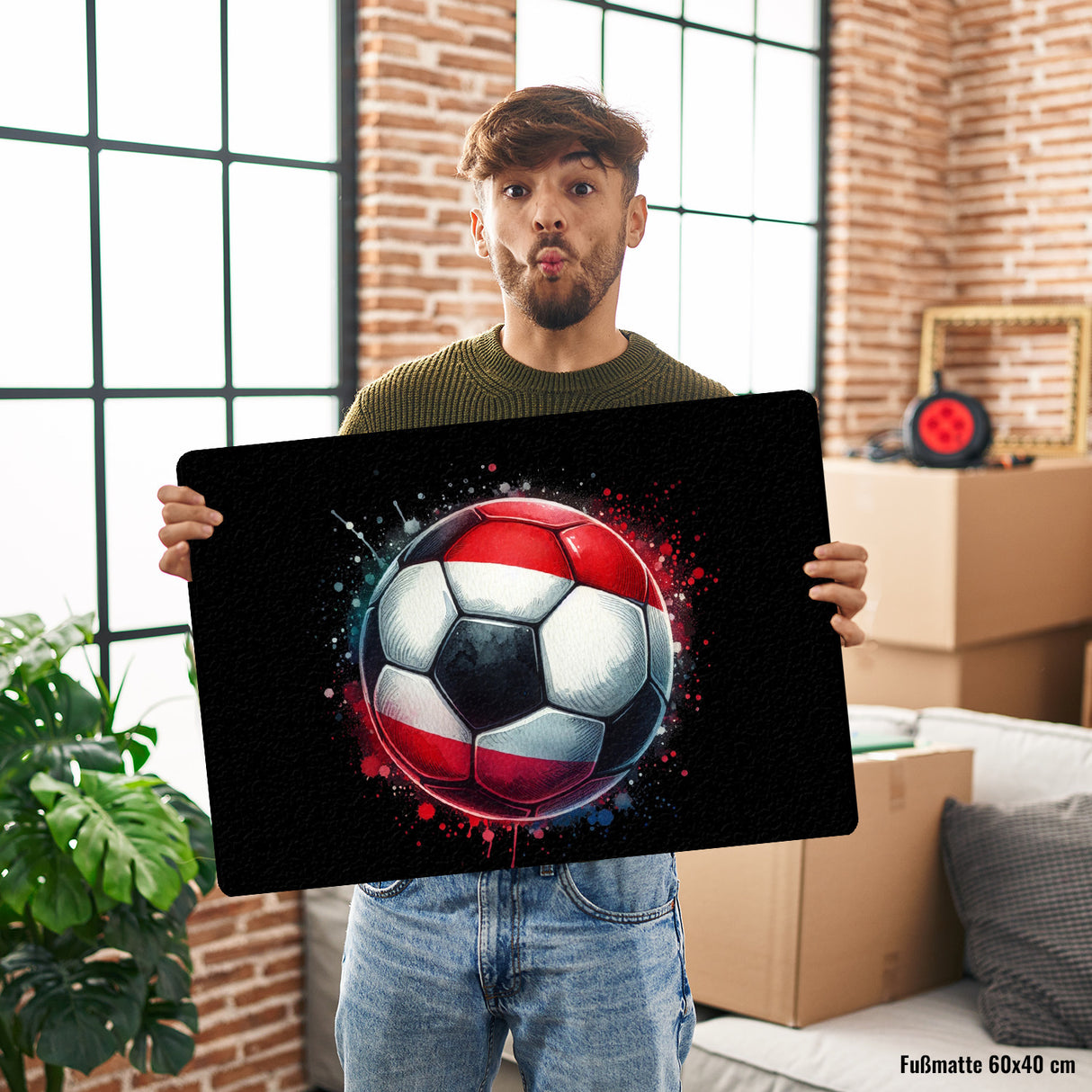 Fußball Österreich Flagge Fußmatte in 35x50 cm ohne Rand