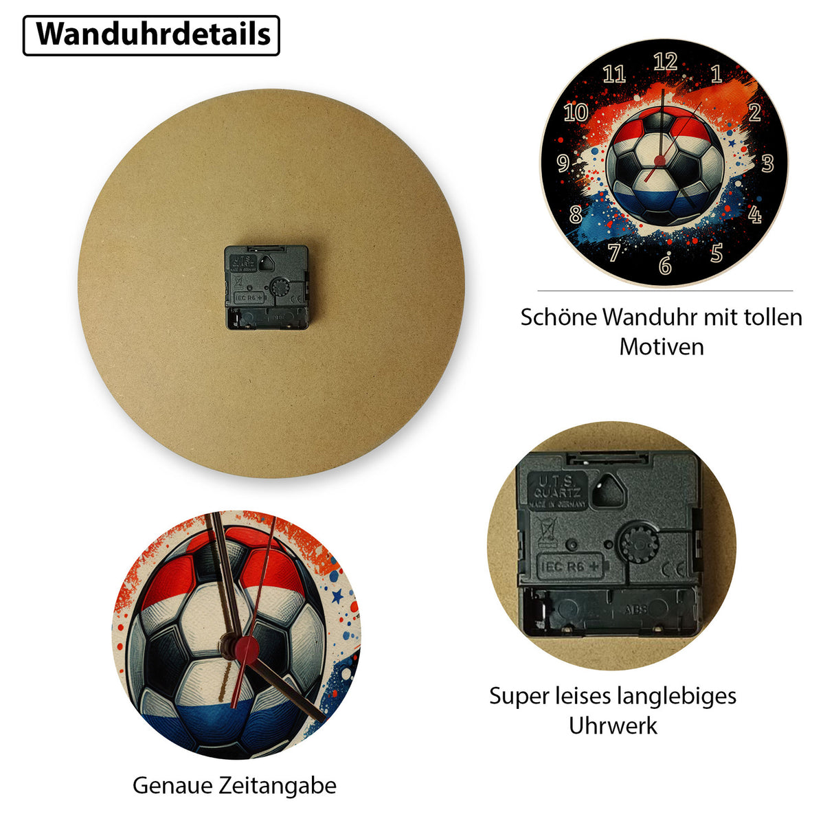 Fußball Niederlande Flagge Wanduhr