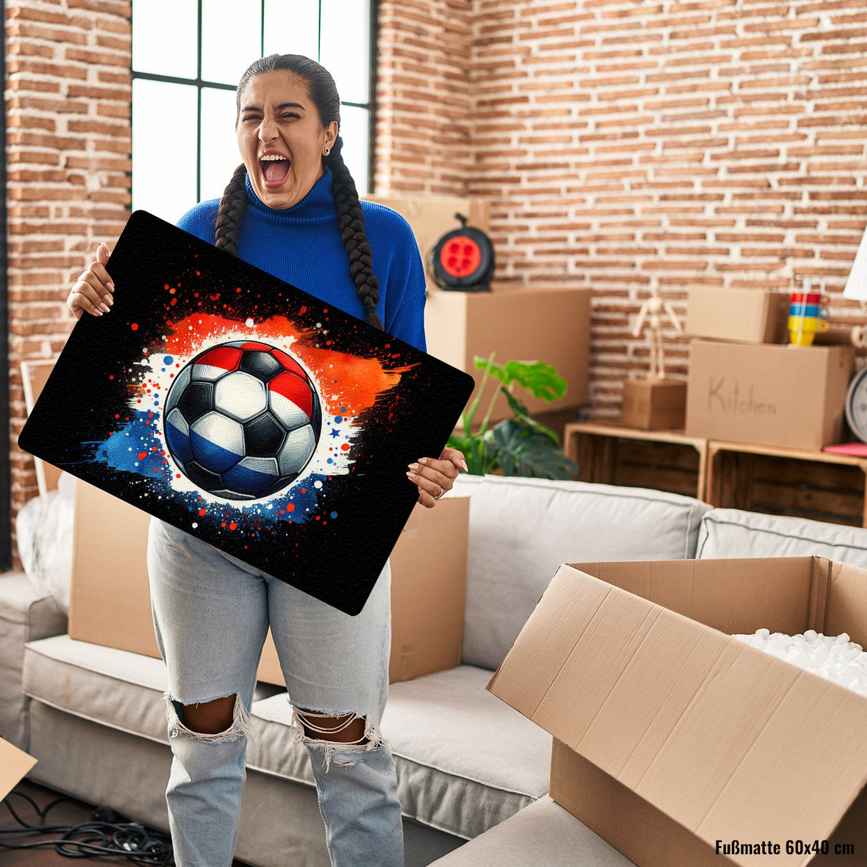 Fußball Niederlande Flagge Fußmatte in 35x50 cm ohne Rand