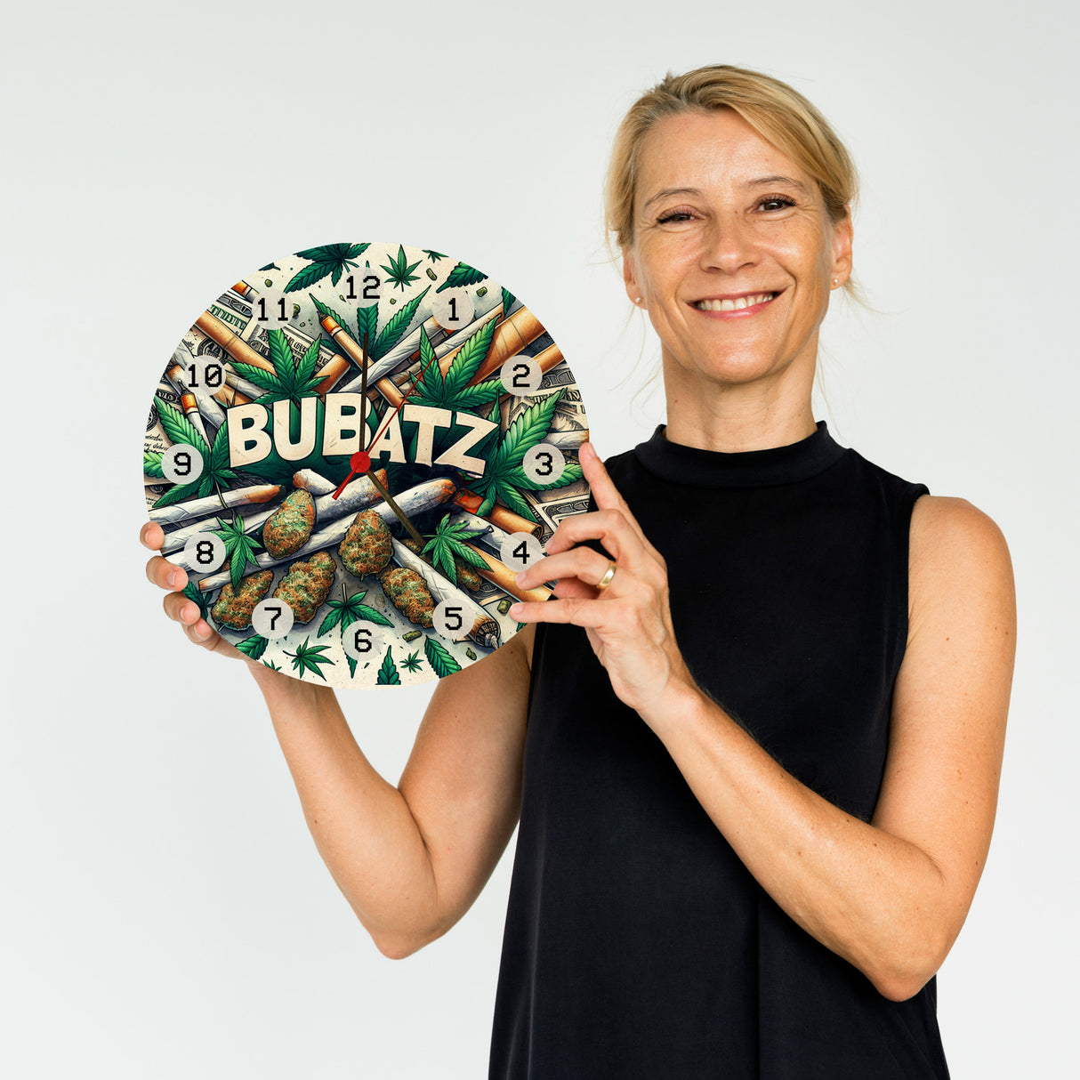 Marihuana Kiffer Wanduhr mit Spruch Bubatz