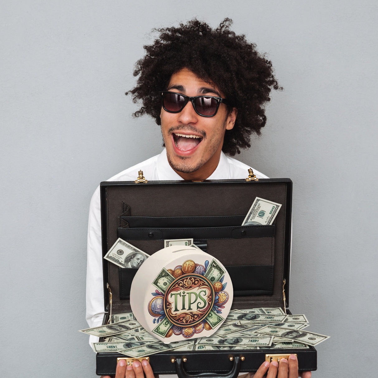 Trinkgeld Retro Spardose mit Spruch Tips