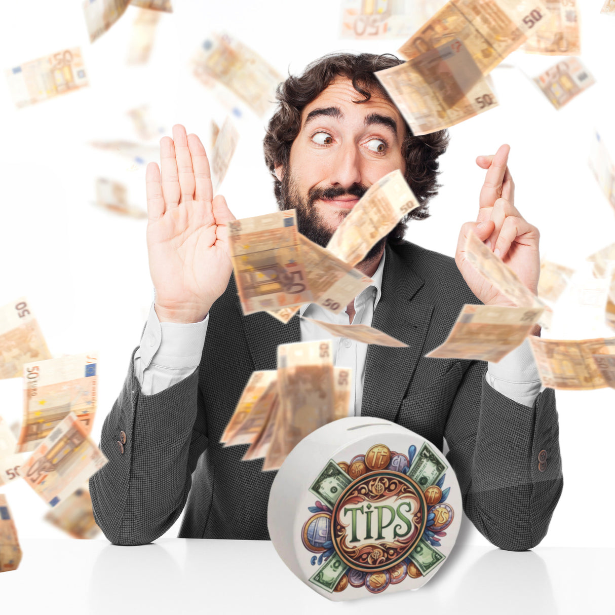 Trinkgeld Retro Spardose mit Spruch Tips