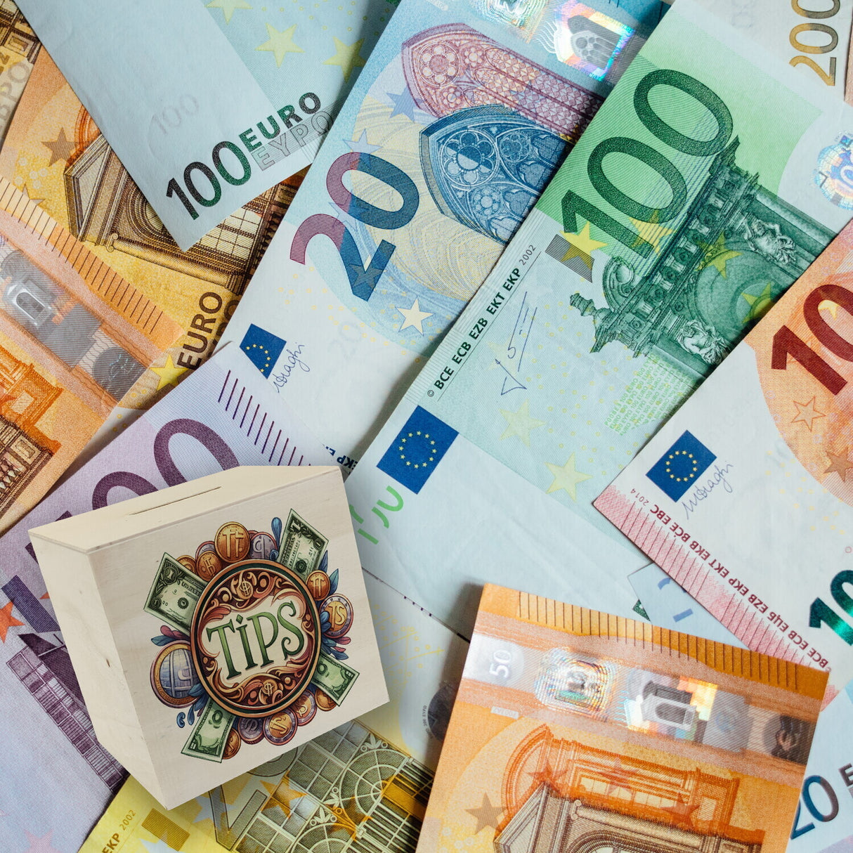 Trinkgeld Retro Spardose mit Spruch Tips