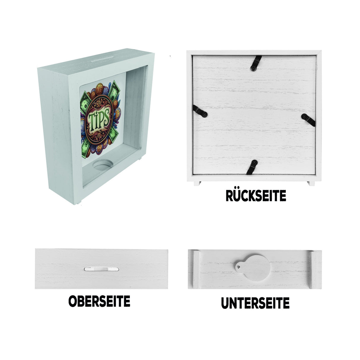 Trinkgeld Retro Spardose mit Spruch Tips