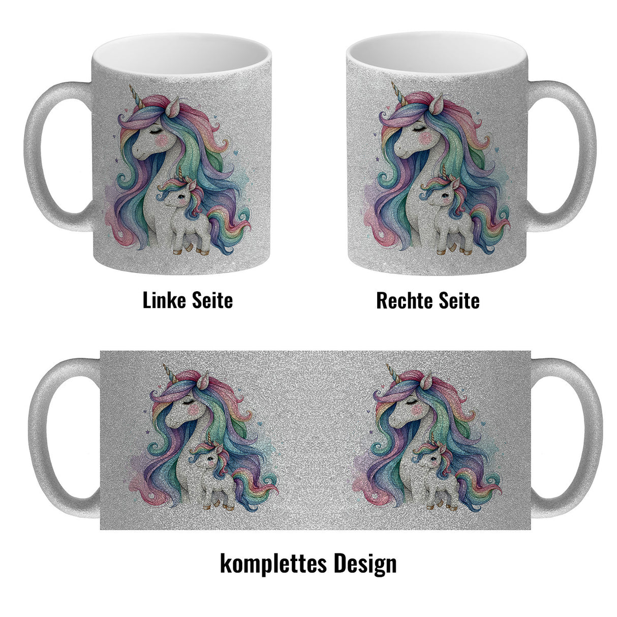 Einhorn-Mama mit Kind Kaffeebecher