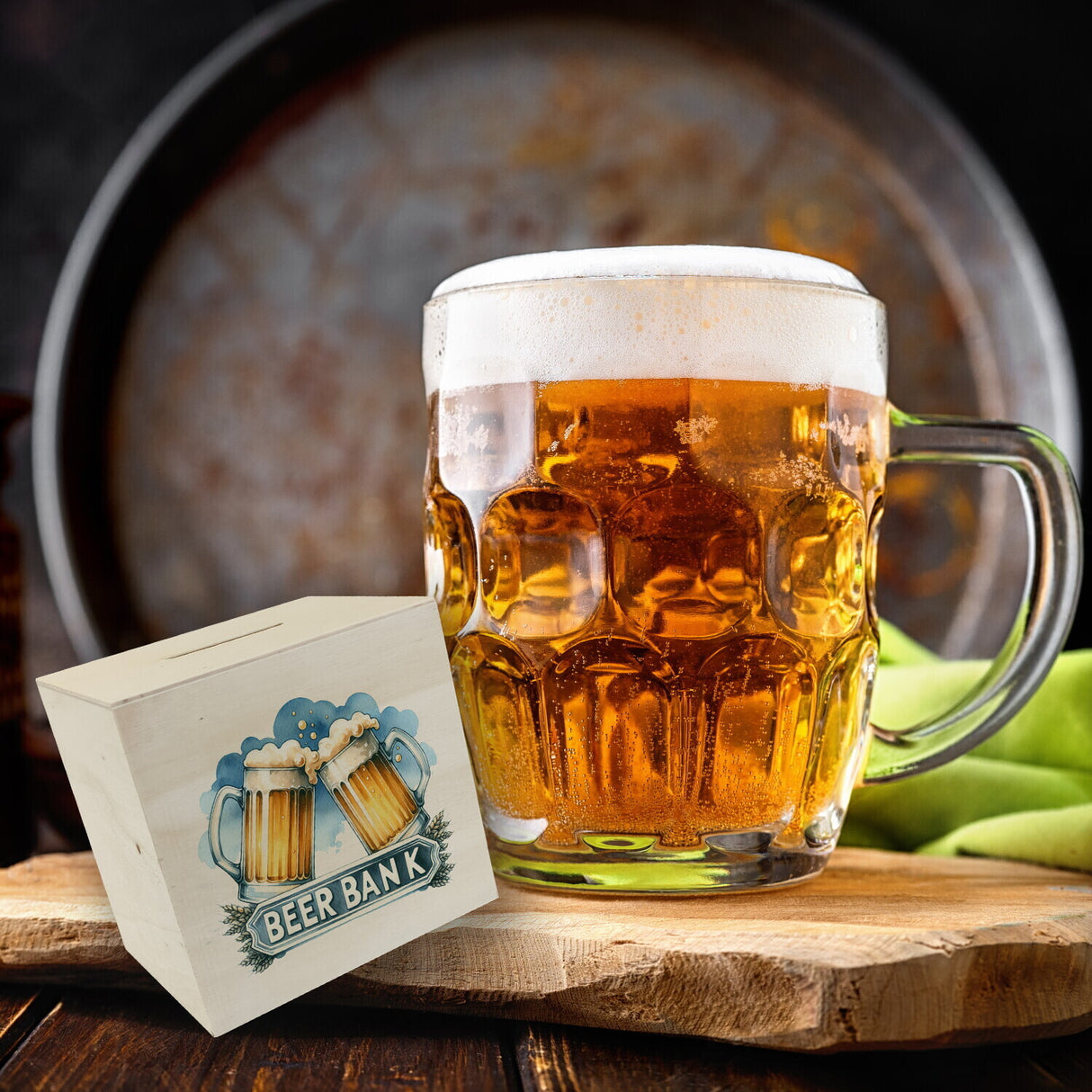 Bier Spardose mit Spruch Beer Bank