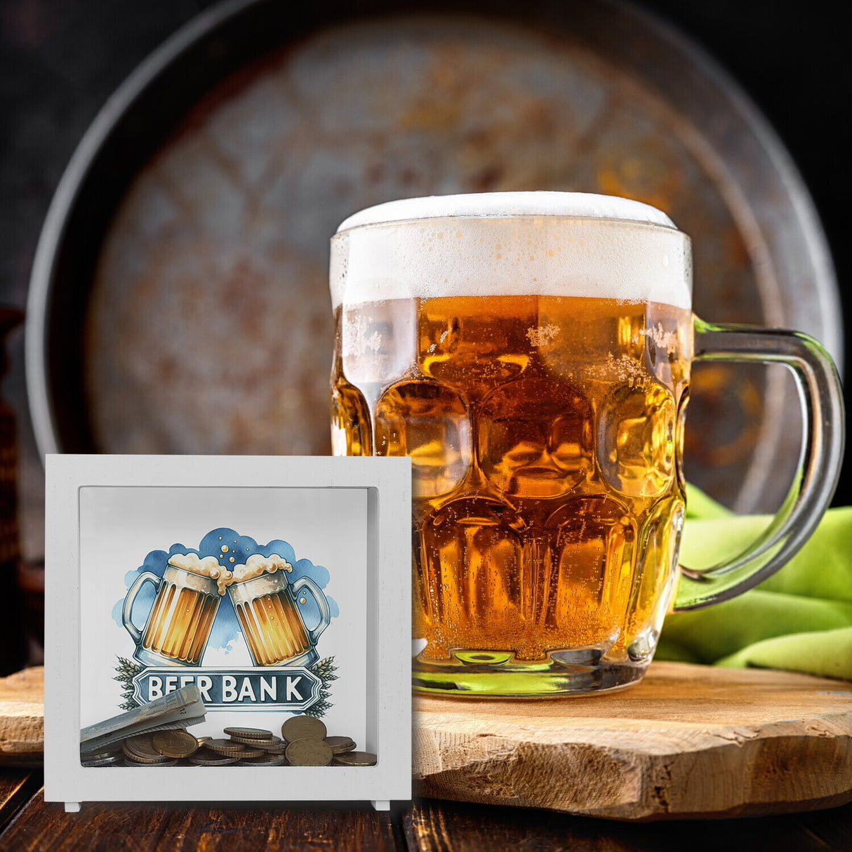 Bier Spardose mit Spruch Beer Bank