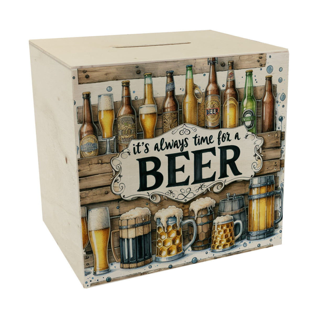 Bier Spardose mit Spruch It's always time for a Beer