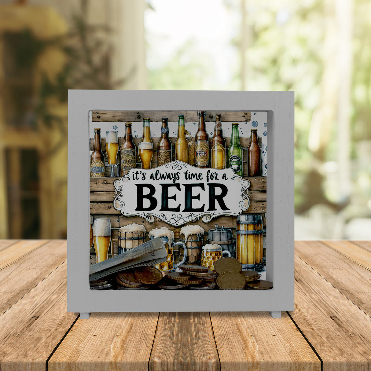 Bier Spardose mit Spruch It's always time for a Beer
