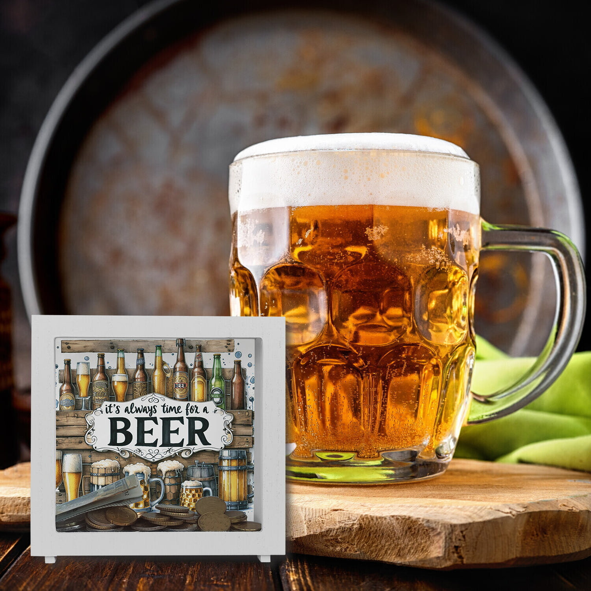 Bier Spardose mit Spruch It's always time for a Beer