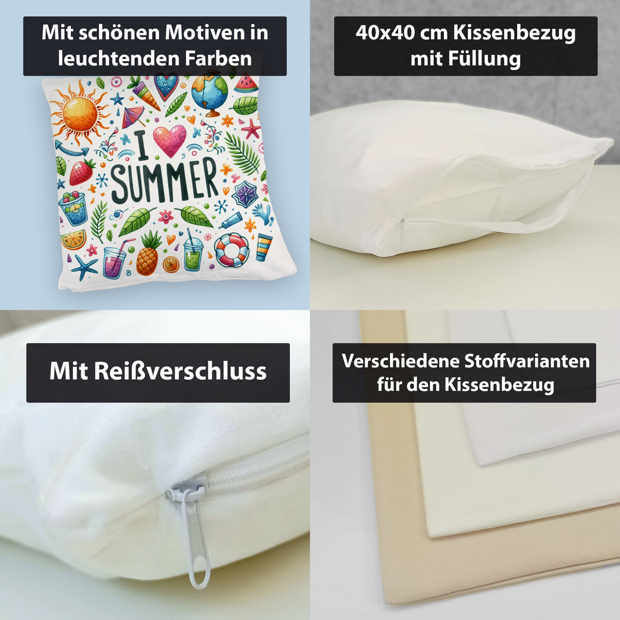 Sommer Kissen mit Spruch I love summer
