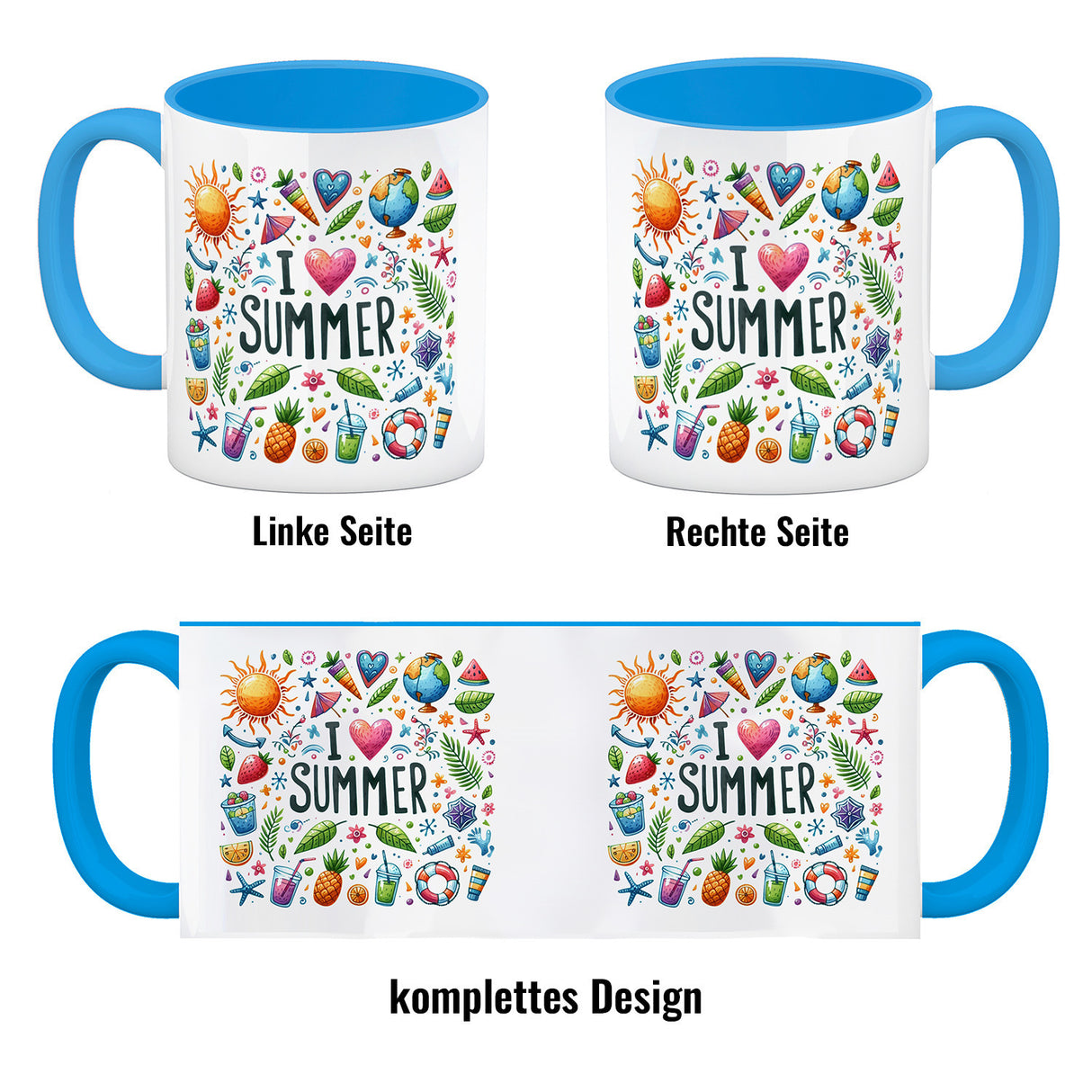 Sommer Kaffeebecher mit Spruch I love summer