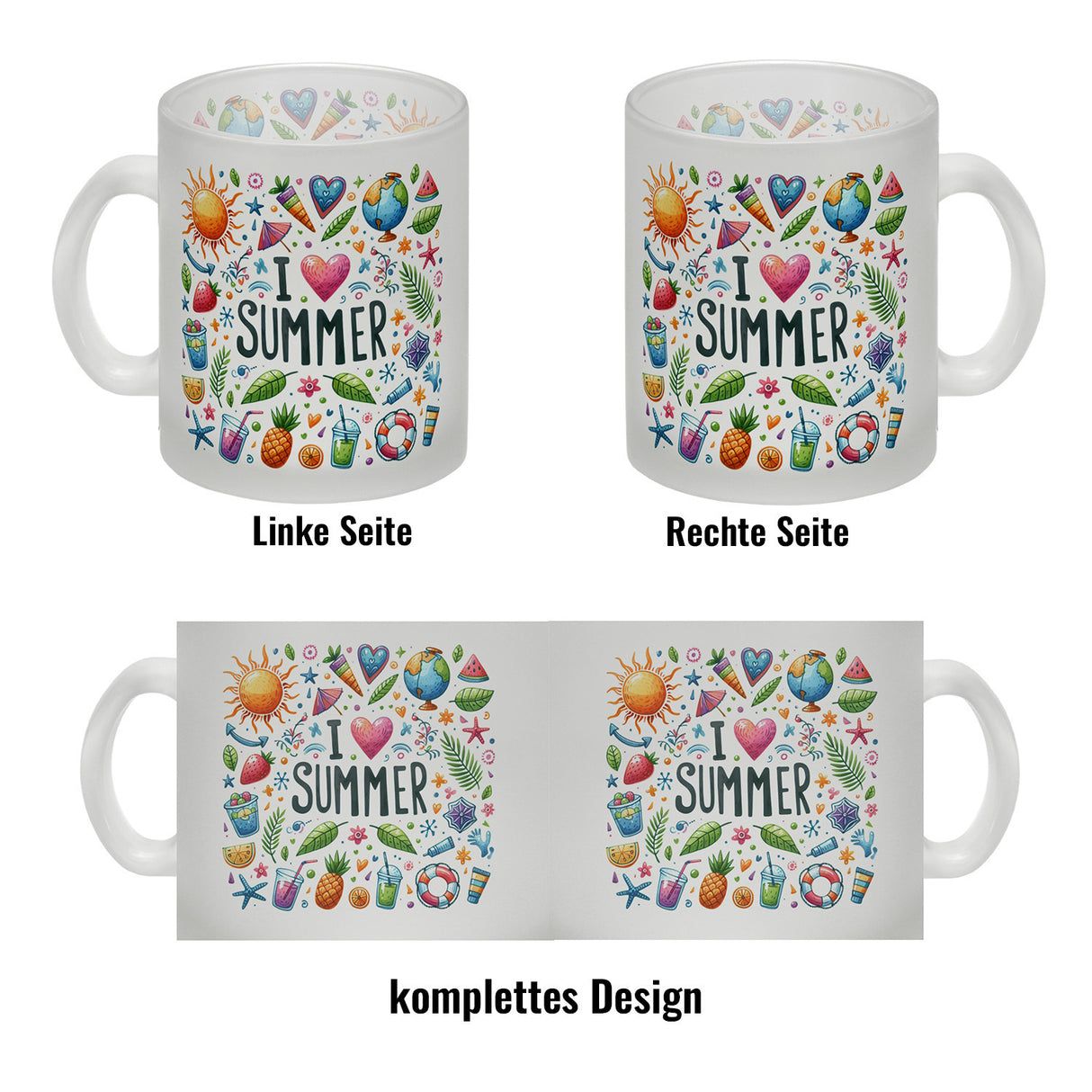 Sommer Kaffeebecher mit Spruch I love summer