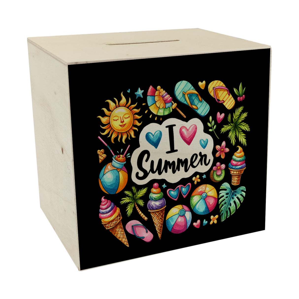 Endlich Sommer Spardose mit Spruch I love Summer