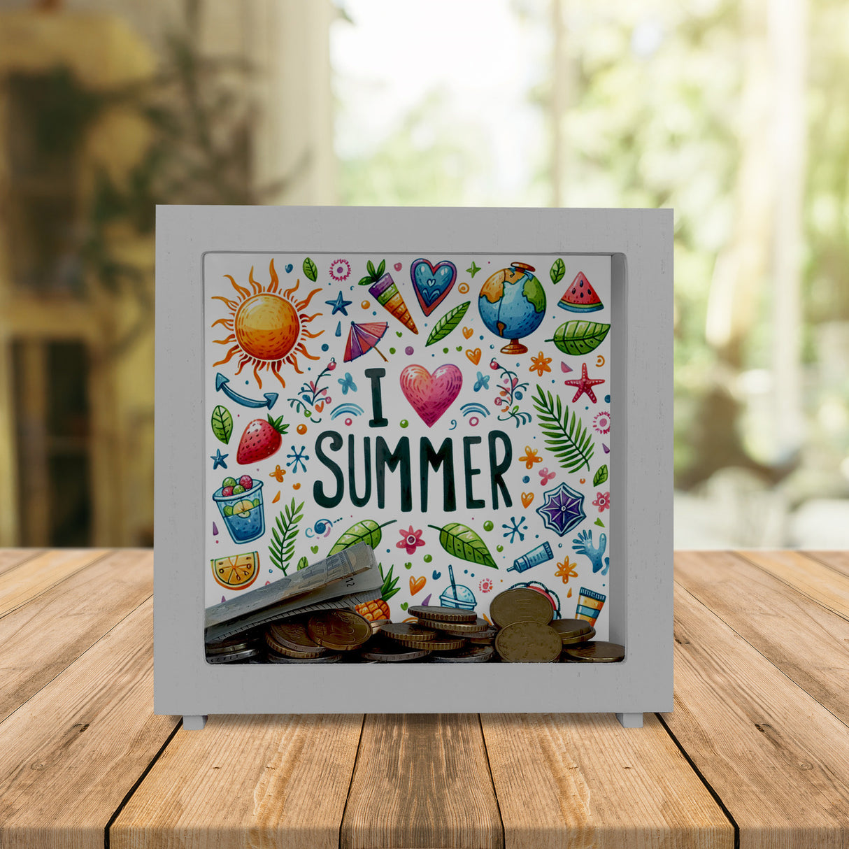 Sommer Spardose mit Spruch I love summer