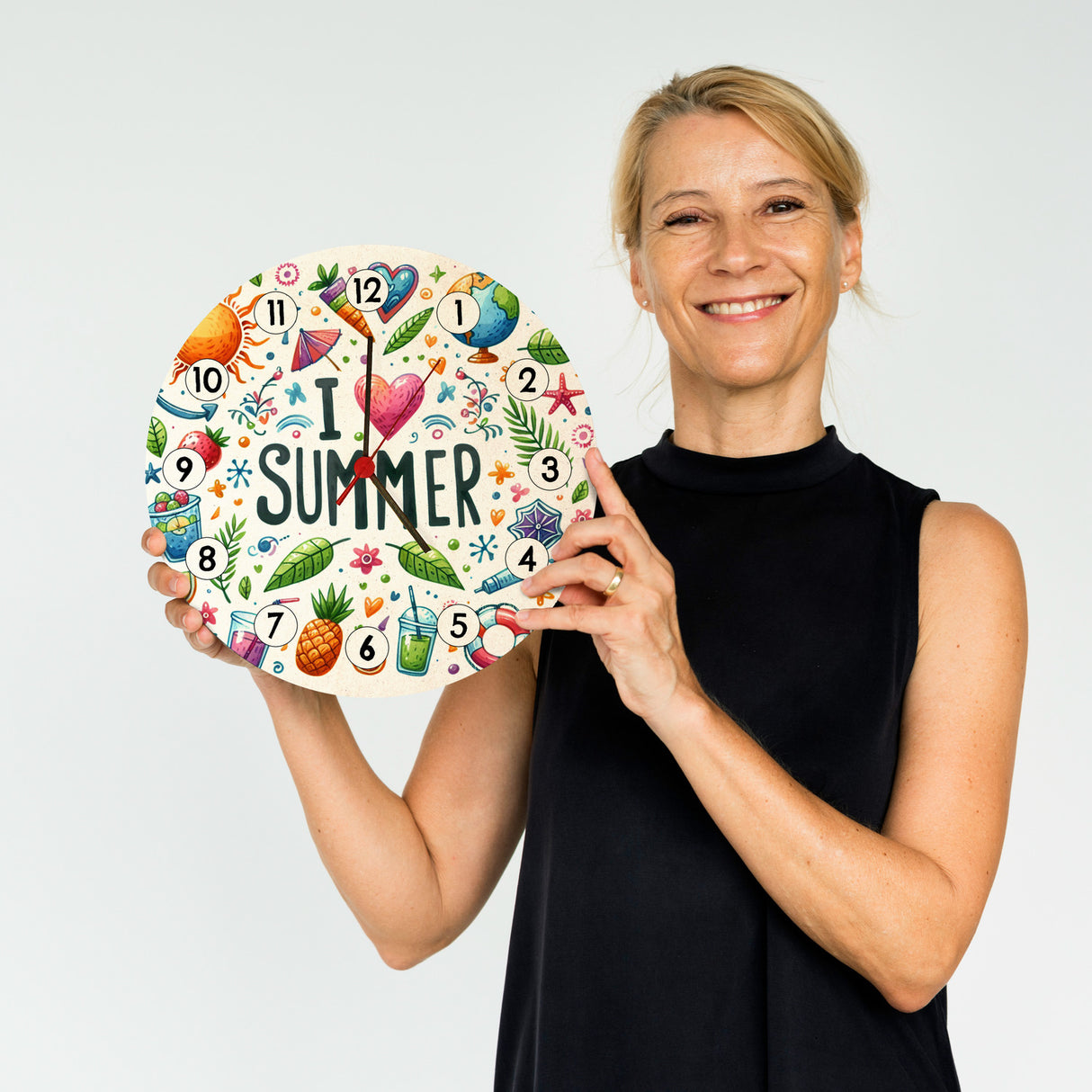 Sommer Wanduhr mit Spruch I love summer