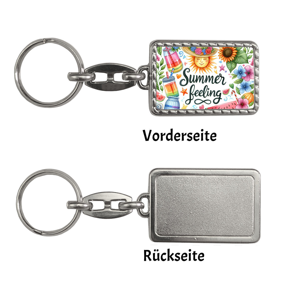 Sonne und Sommer Schlüsselanhänger mit Spruch Summer feeling