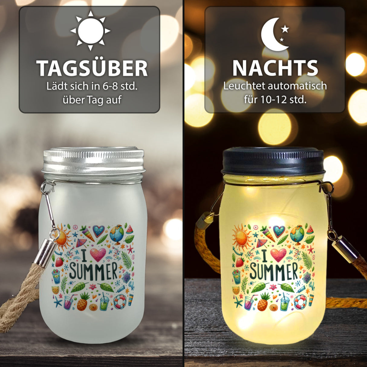 Sommer Solarlicht mit Spruch I love summer