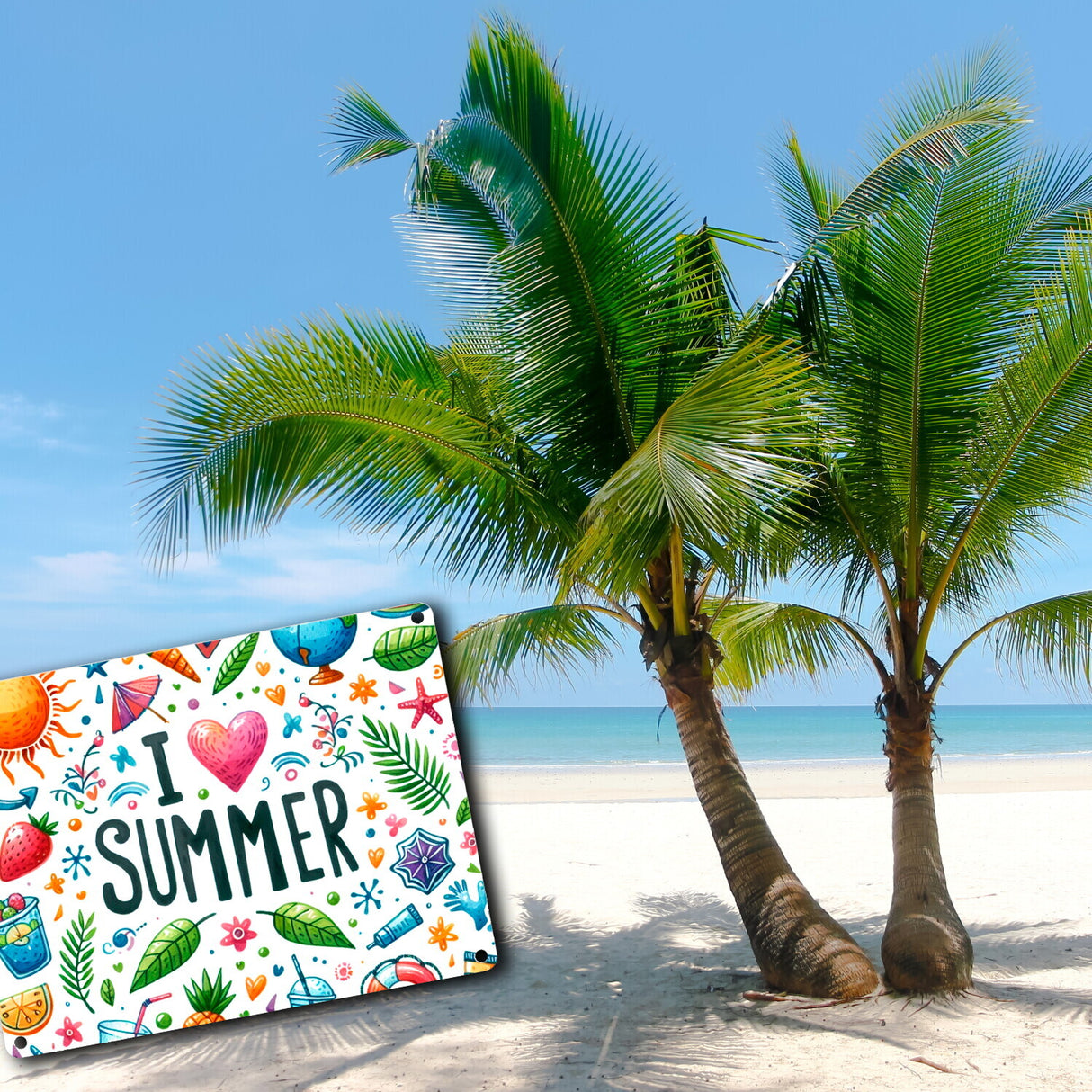 Sommer Metallschild in 15x20 cm mit Spruch I love summer