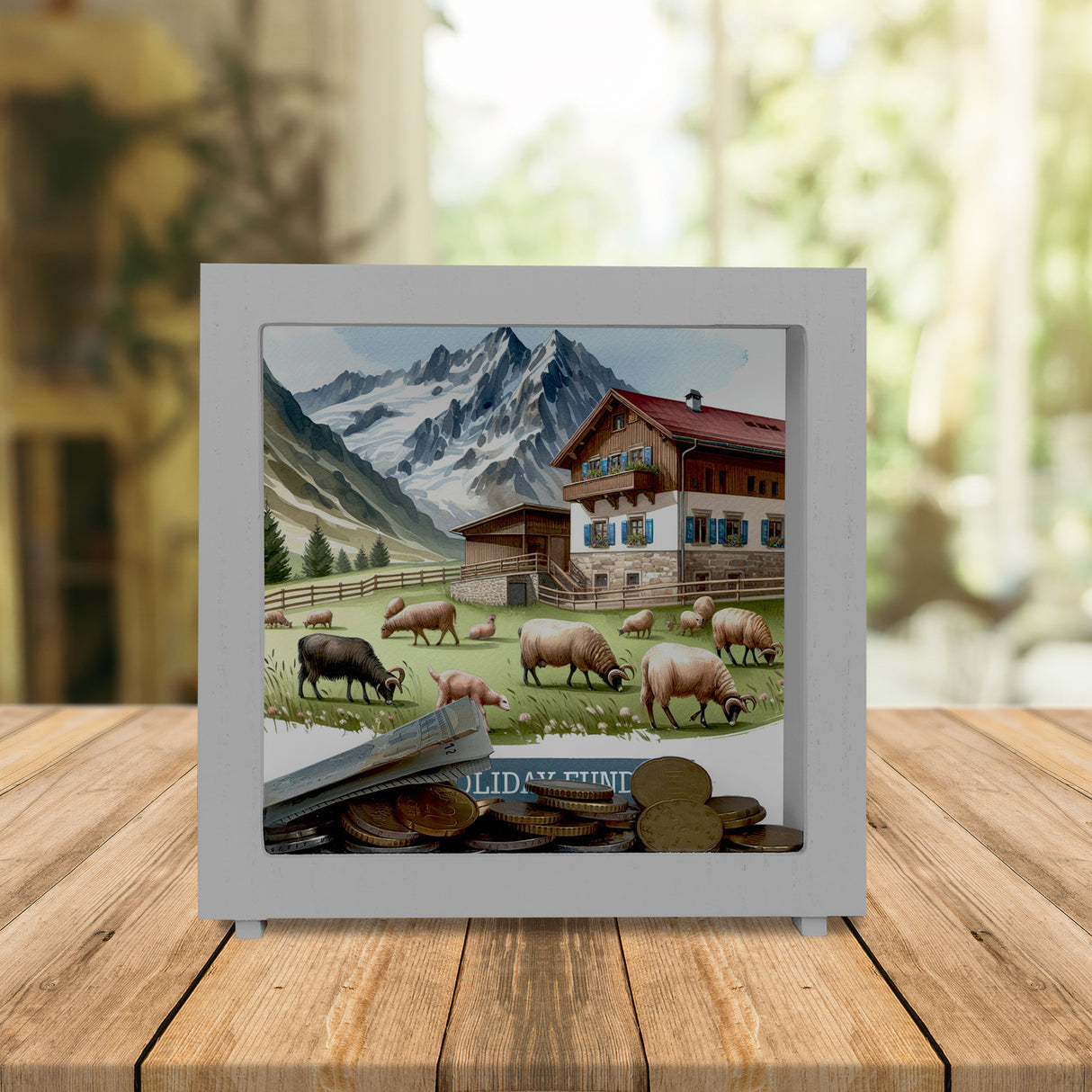 Urlaub auf dem Bauernhof Urlaubskasse Spardose mit Spruch Holiday Fund