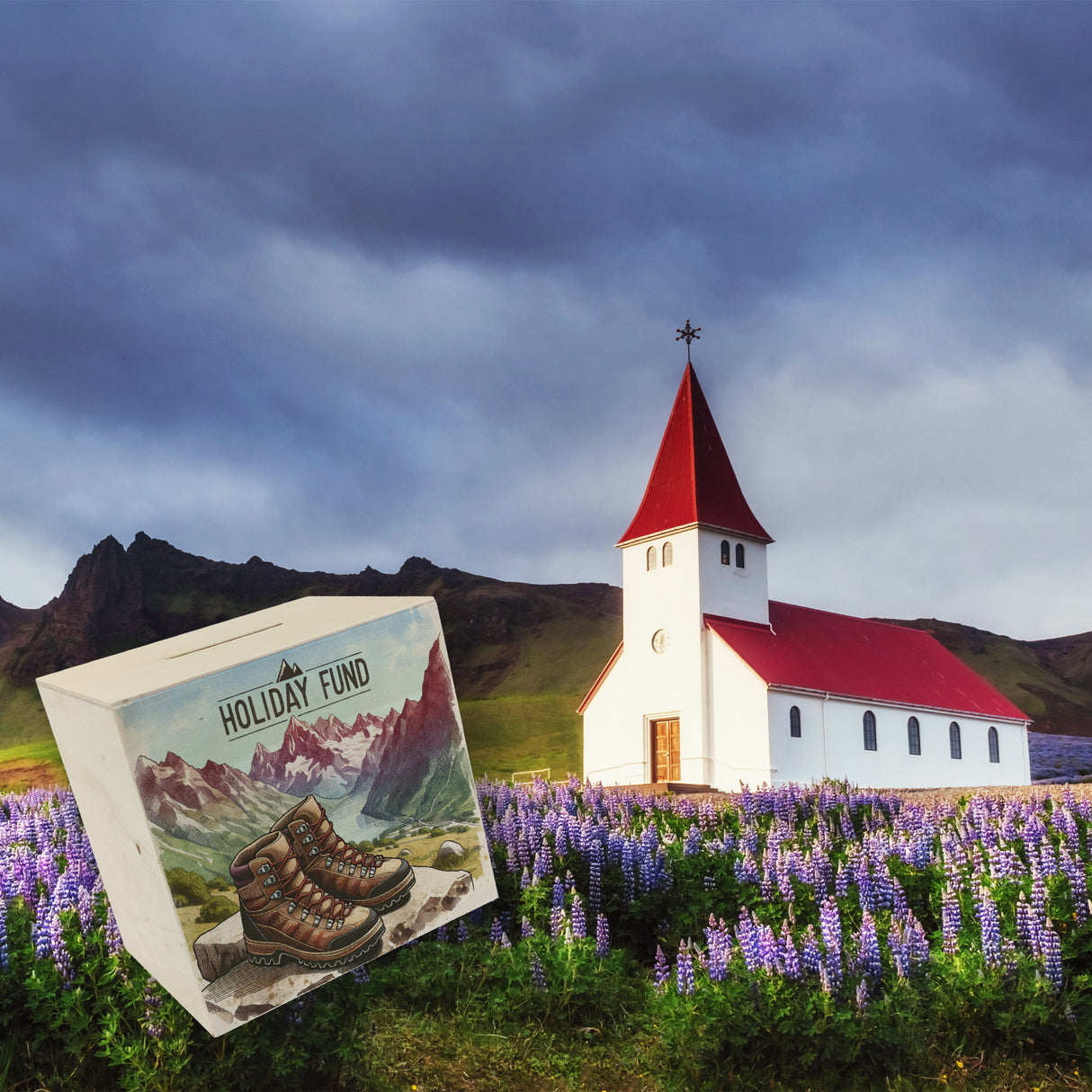 Urlaub in den Bergen Urlaubskasse Spardose mit Spruch Holiday Fund