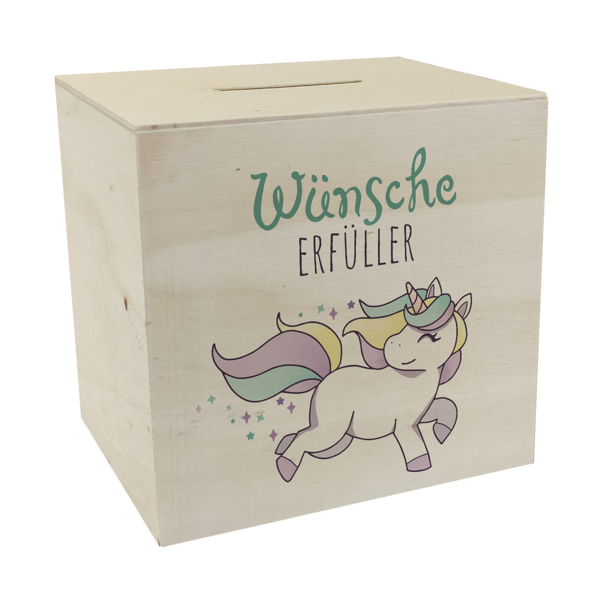 Einhorn Spardose mit Spruch Wünscheerfüller