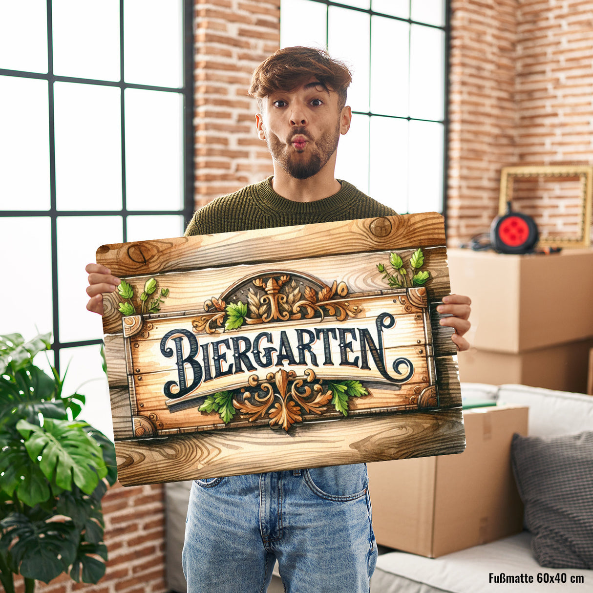 Biergarten Fußmatte in 35x50 cm ohne Rand
