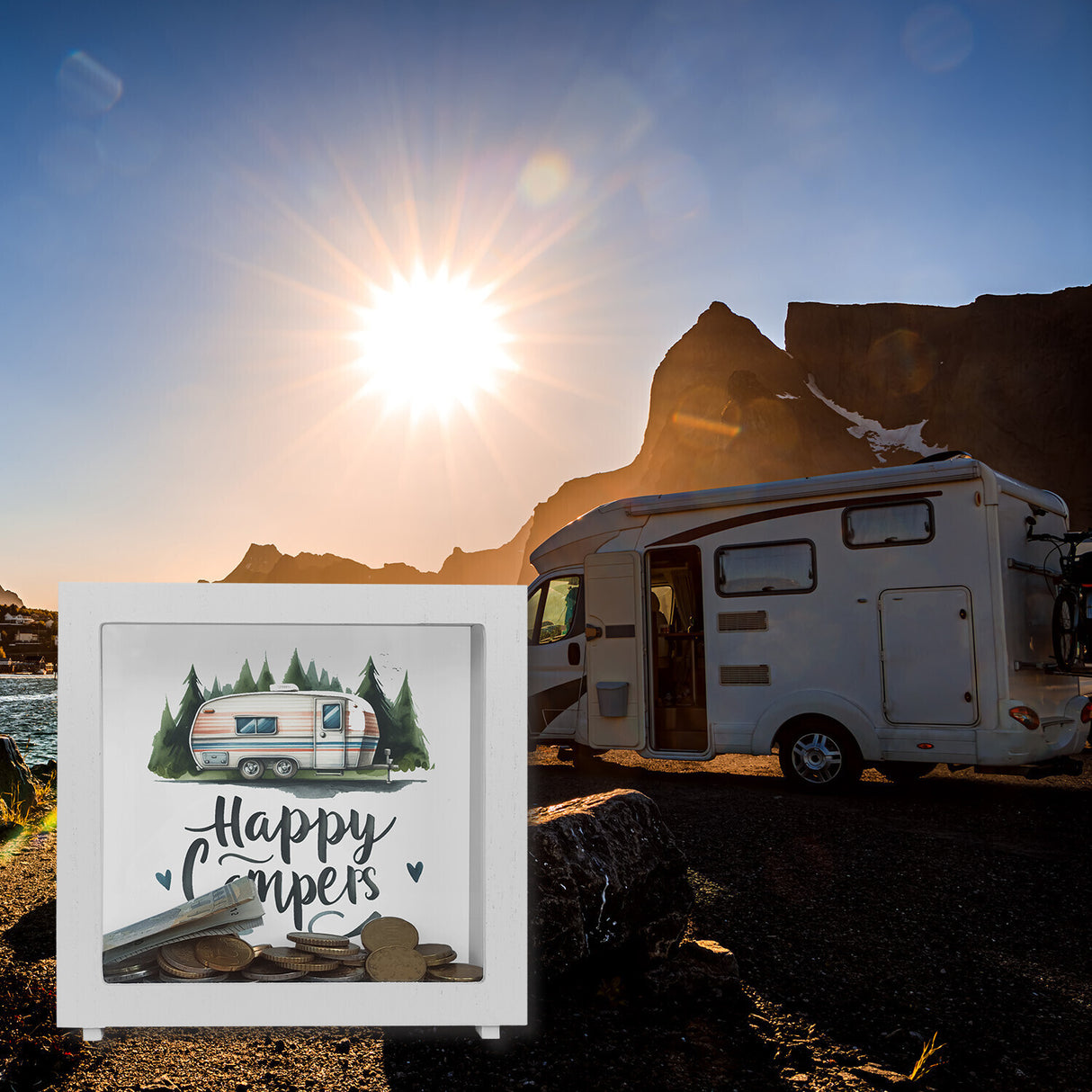 Happy Campers Wohnwagen Spardose