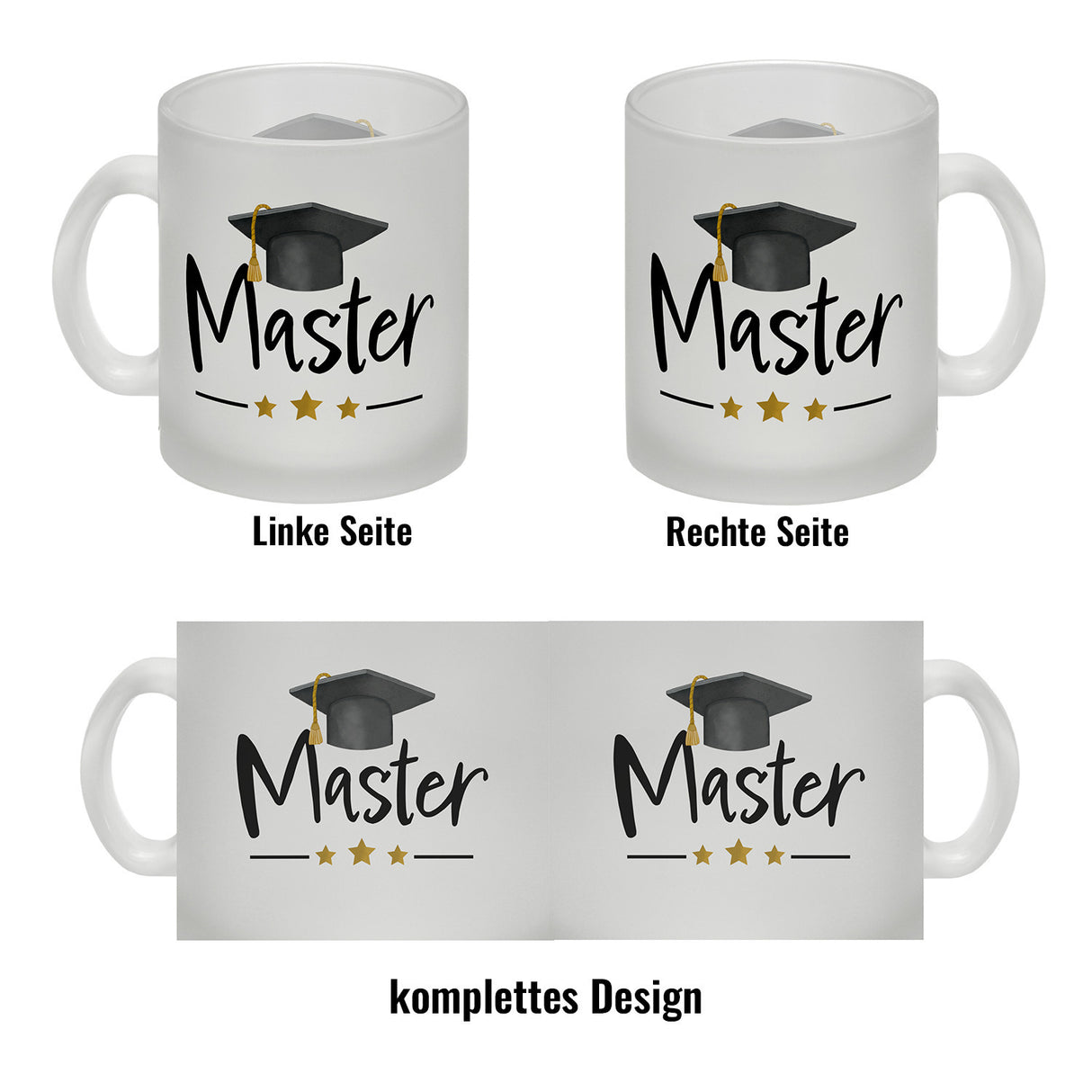 Master bestanden Kaffeebecher mit Masterhut