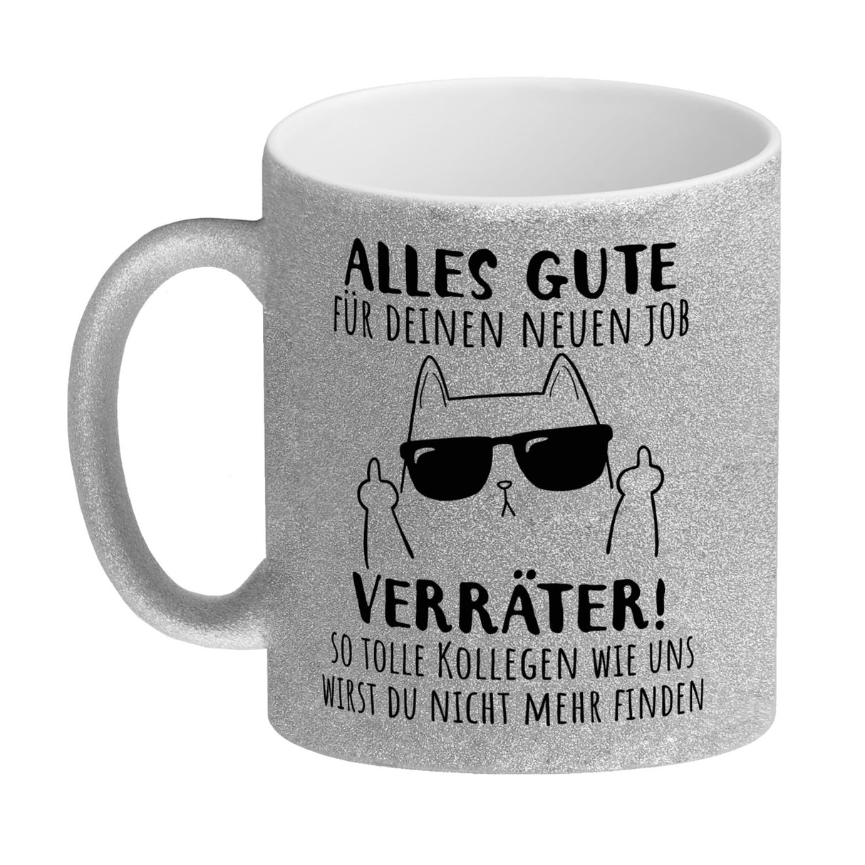 Katze mit Mittelfinger Kaffeebecher mit Spruch Viel Erfolg du Verräter