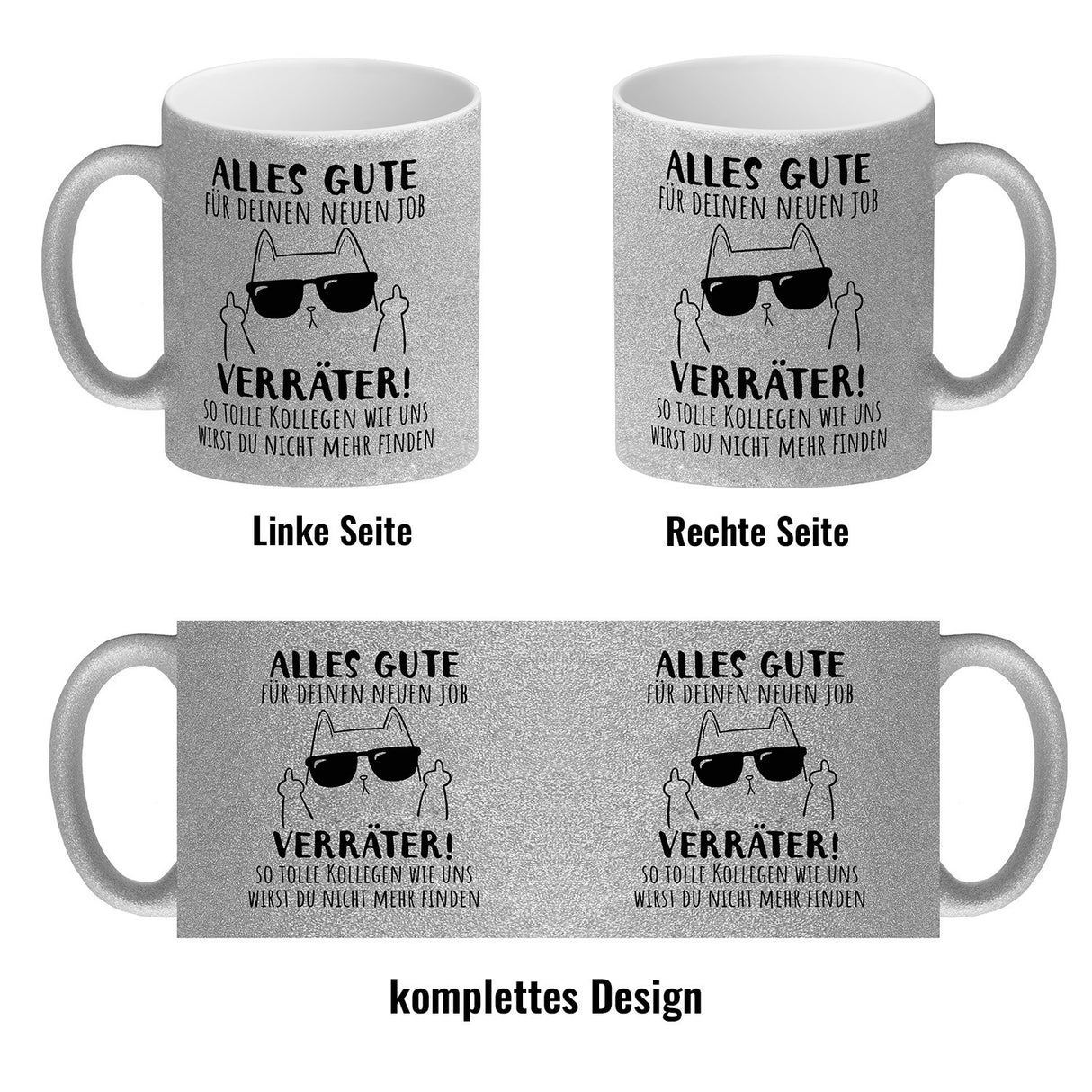 Katze mit Mittelfinger Kaffeebecher mit Spruch Viel Erfolg du Verräter