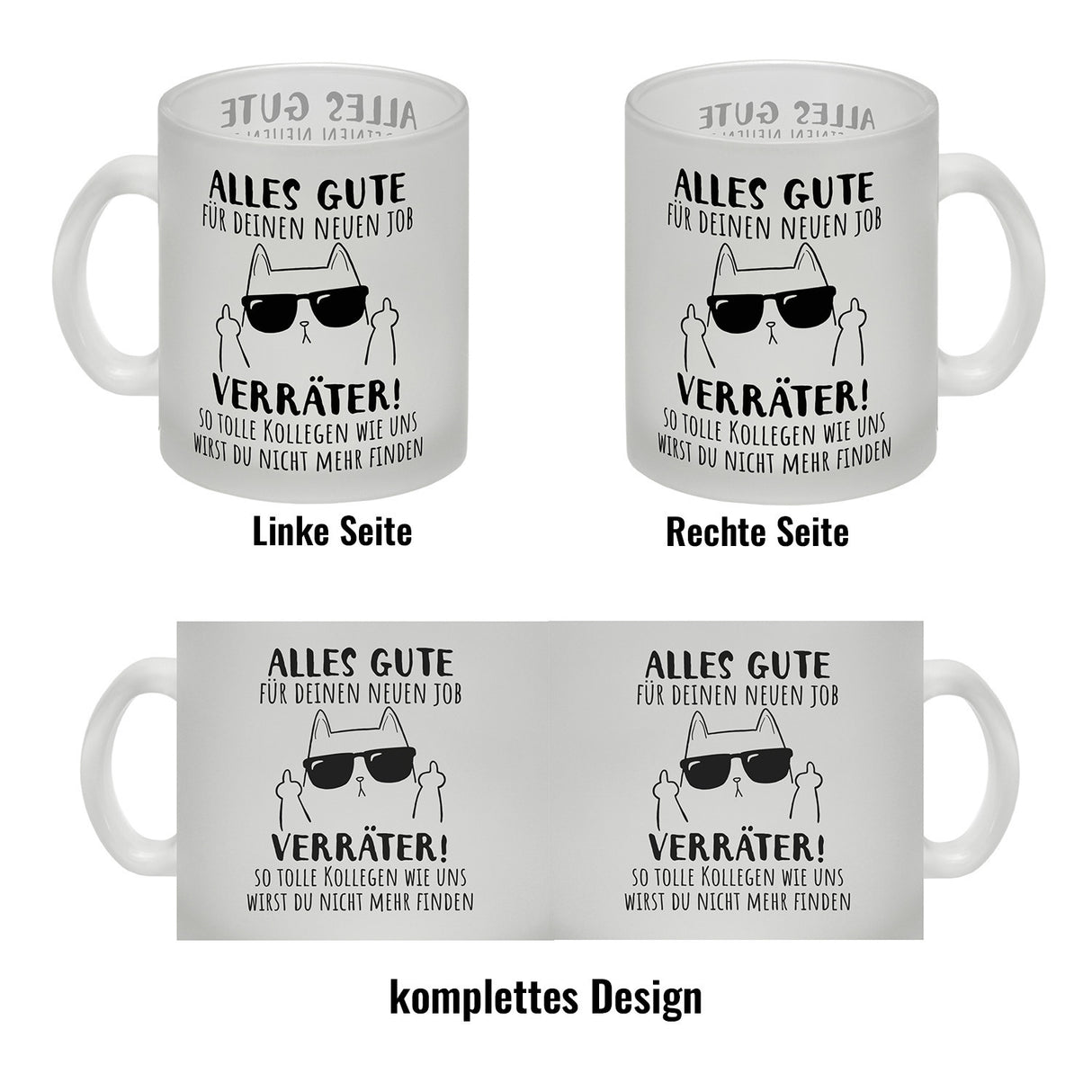 Katze mit Mittelfinger Kaffeebecher mit Spruch Viel Erfolg du Verräter