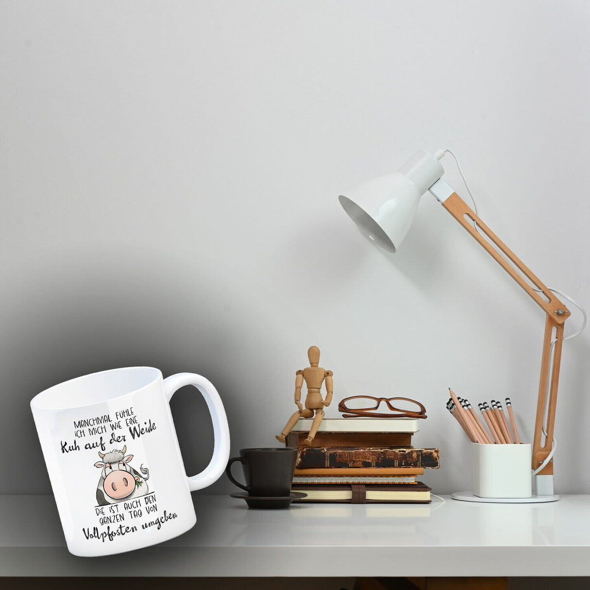 Kuh Kaffeebecher mit Spruch Von Vollpfosten umgeben wie eine Kuh